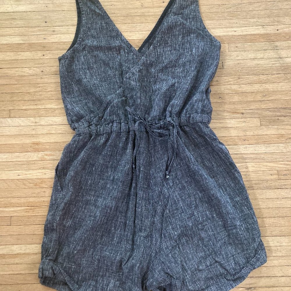 Esby Apparel charcoal drawstring wrap romper XS